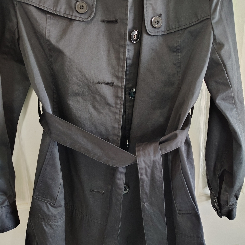 DKNY Black Trench Coat Classic M - Picture 3 of 12